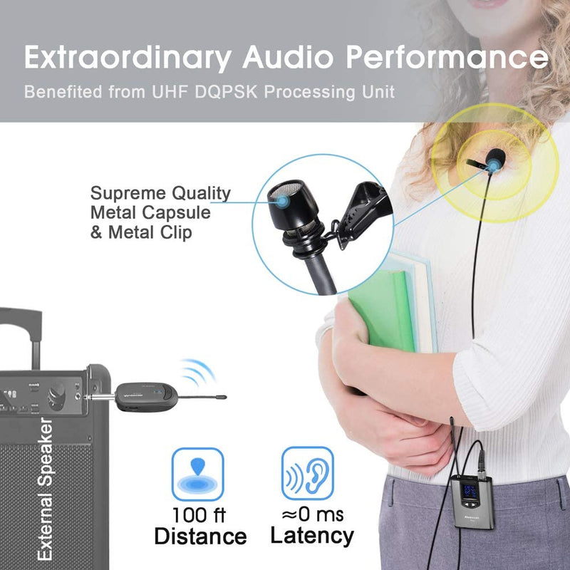 Sistema de micrófono inalámbrico Lavalier - Alvoxcon doble micrófono de  solapa inalámbrico compatible con iPhone, cámara DSLR, altavoz PA, 